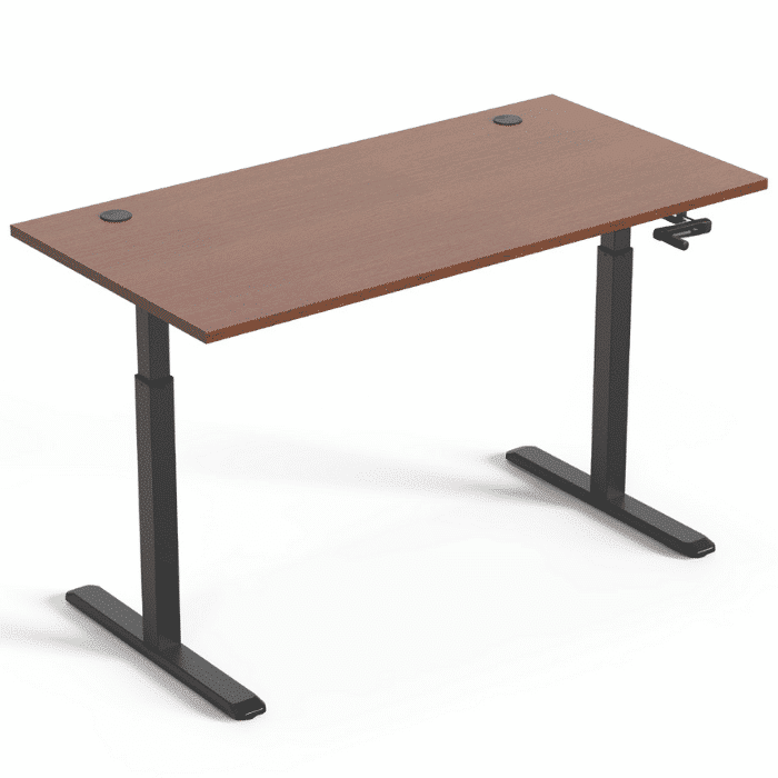LUMI ergonominis stalas 150×75 cm (rudas stalviršis, juodas rėmas)