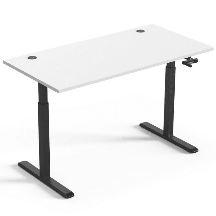 LUMI ergonominis stalas 150×75 cm (baltas stalviršis, juodas rėmas)