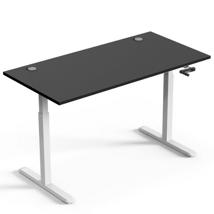 LUMI ergonominis stalas 120×75 cm (juodas stalviršis, baltas rėmas)