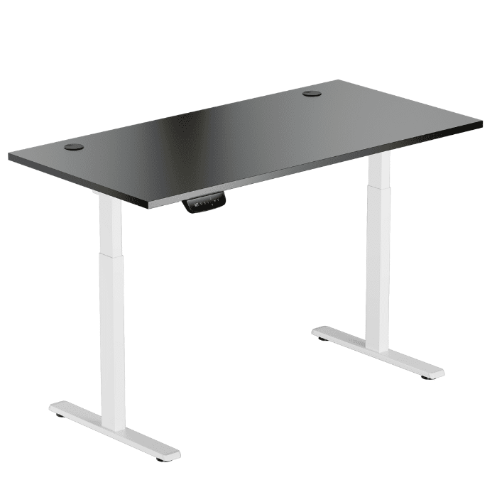 LUMI elektrinis stalas 150×75 cm (juodas stalviršis, baltas rėmas)