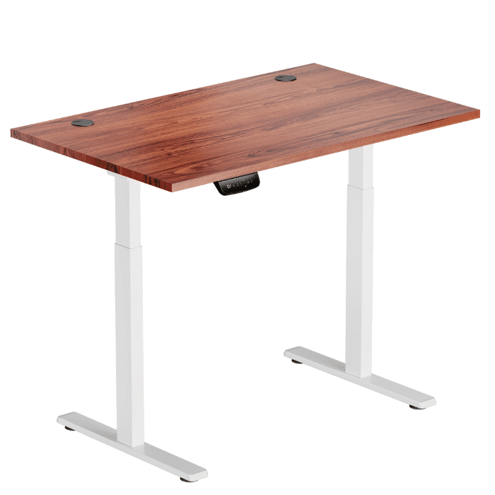 LUMI elektrinis stalas 150×75 cm (rudas stalviršis, baltas rėmas)