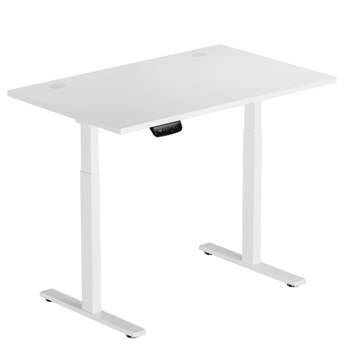 LUMI elektrinis stalas 120×75 cm (baltas stalviršis, baltas rėmas)