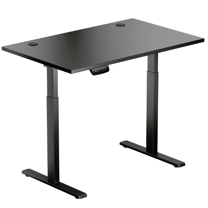 LUMI elektrinis stalas 120×75 cm (juodas stalviršis, juodas rėmas)