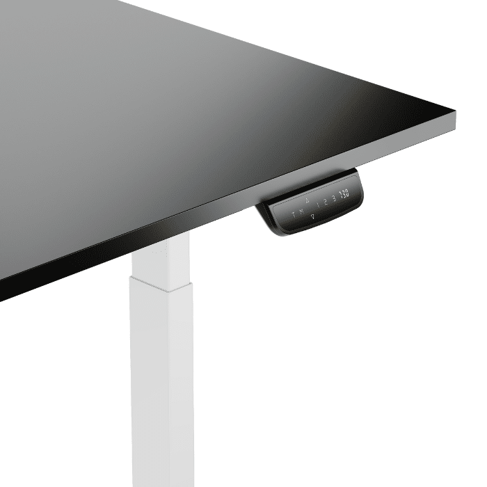 LUMI elektrinis stalas 120×75 cm (juodas stalviršis, baltas rėmas)