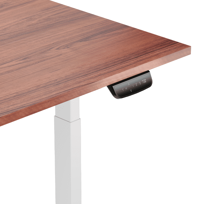 LUMI elektrinis stalas 120×75 cm (rudas stalviršis, baltas rėmas)