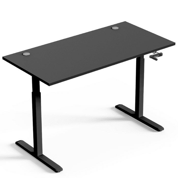 LUMI ergonominis stalas 150×75 cm (juodas stalviršis, juodas rėmas)
