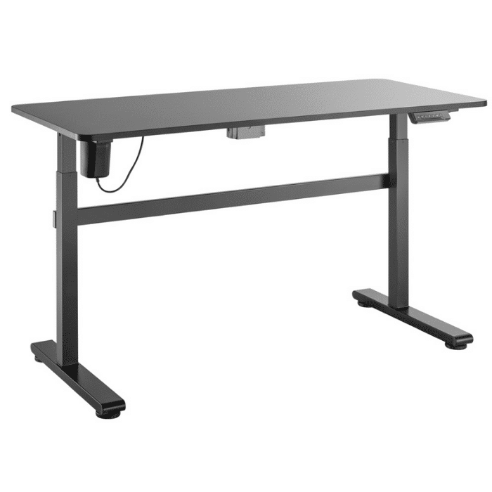LUMI elektrinis stalas 140×60 cm (juodas stalviršis, juodas rėmas)