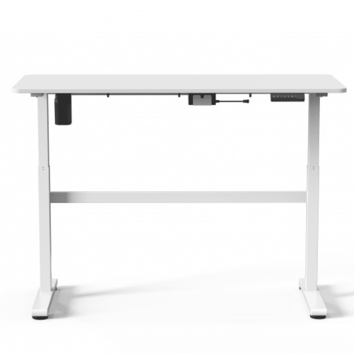 LUMI elektrinis stalas 140×60 cm (baltas stalviršis, baltas rėmas)