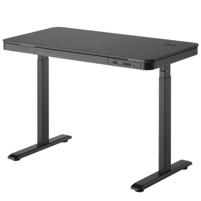 LUMI elektrinis stalas 118×60 cm (juodas stalviršis, juodas rėmas)