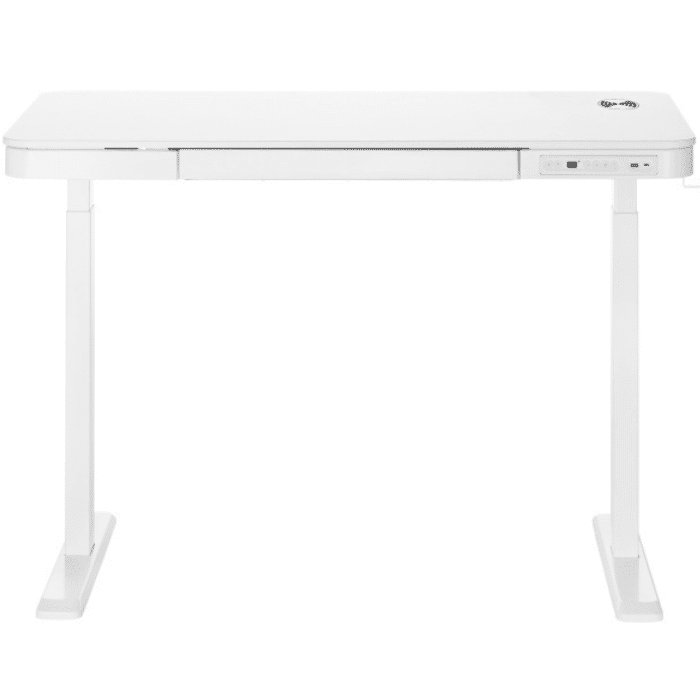 LUMI elektrinis stalas 118×60 cm (baltas stalviršis, baltas rėmas)